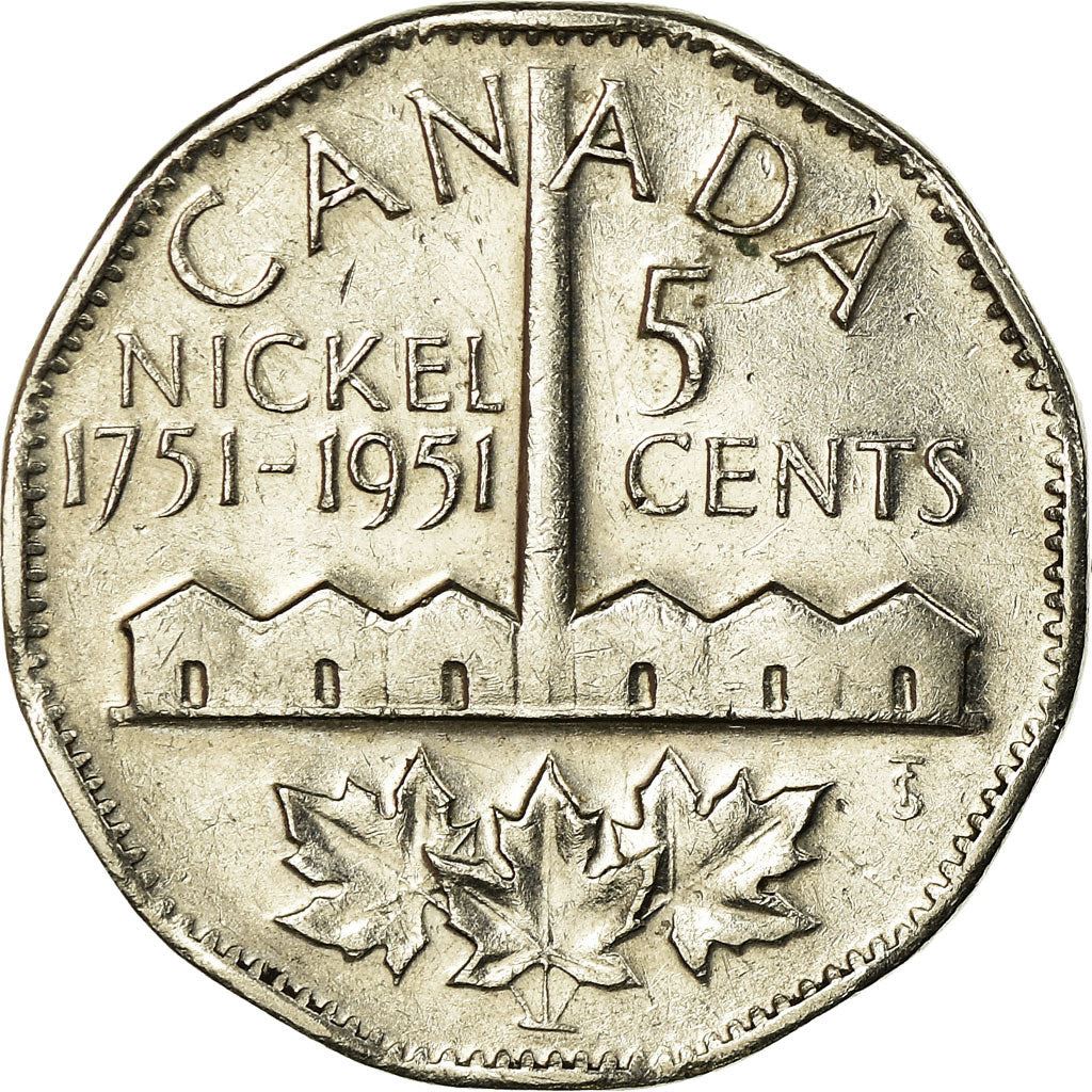 Canada | 5 Cents Coin | Discovery of Nickel | Nickel | KM:48 | 1951