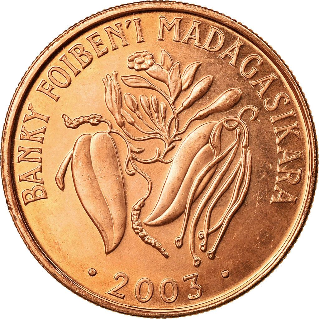 Madagascar | 2 Ariary Coin | Vanilla | Zebu | Km:30 | 2003