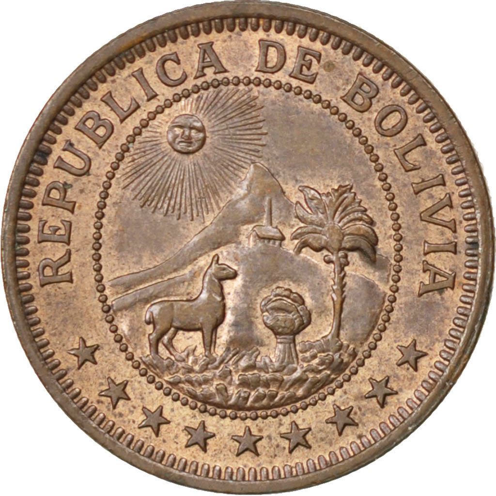 Bolivia | 1 Boliviano Coin | Bronze | Coat of Arms | KM:184 | 1951