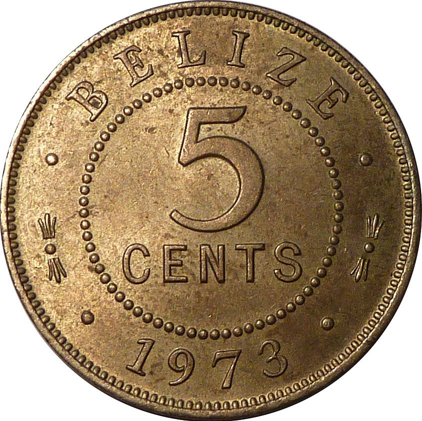 Belizean 5 Cents Coin | Queen Elizabeth II | KM34 | Belize | 1973 - 1979