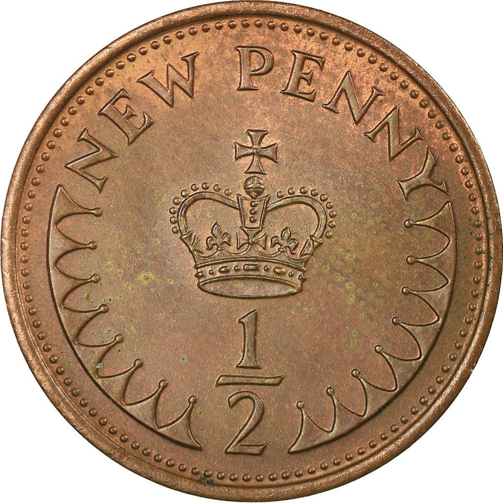 United Kingdom | 1/2 New Penny Coin | Elizabeth II | Km:914 | 1971 - 1981