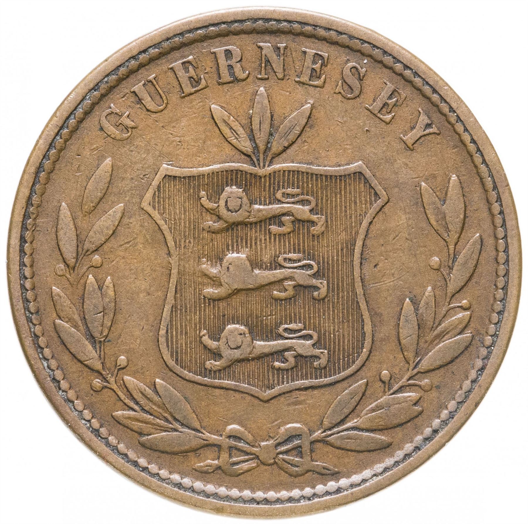 Guernsey 8 Doubles Coin | KM7 | 1864 - 1911