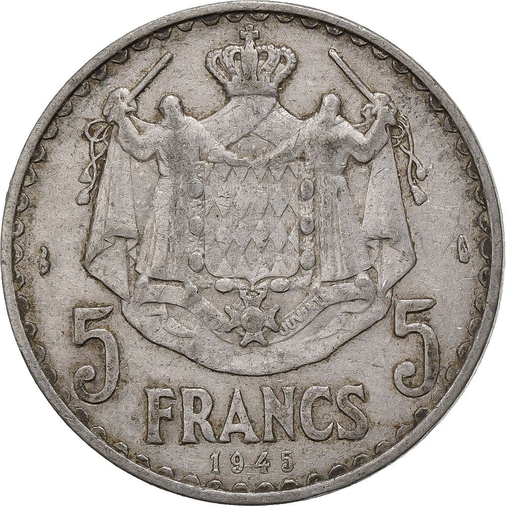 Monaco | 5 Francs Coin | Louis II | Km:122 | 1945