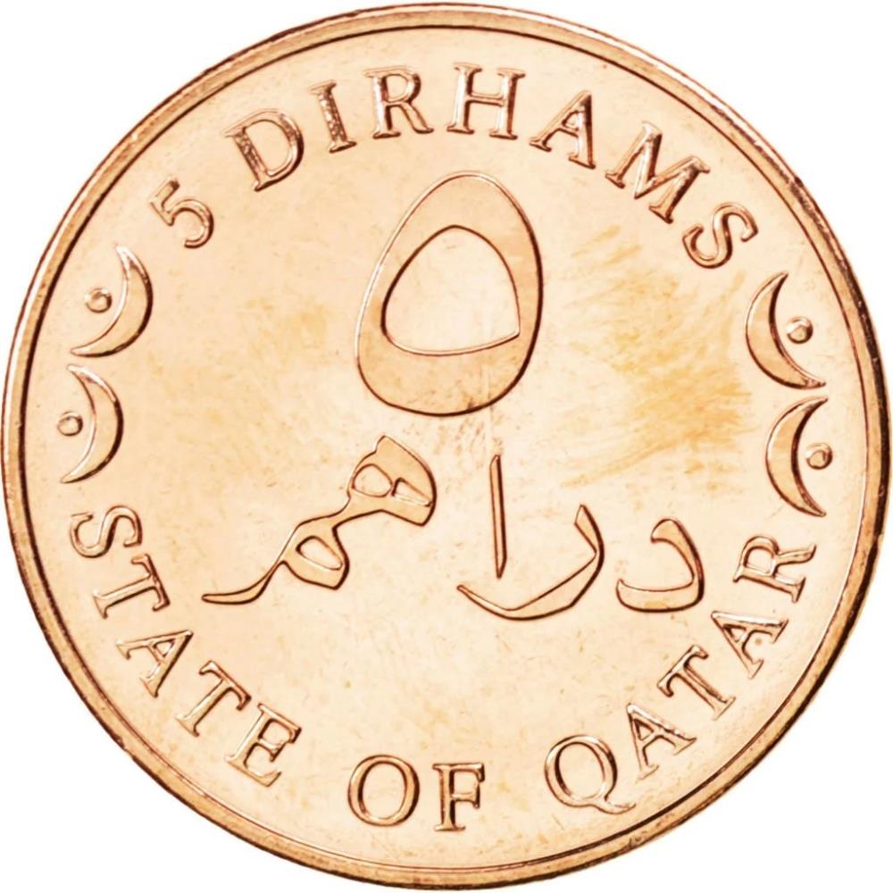 Qatar Coin | 5 Dirhams Coin | Hamad | Sword | Dhow | Palm Tree | Ship | KM12a | 2012