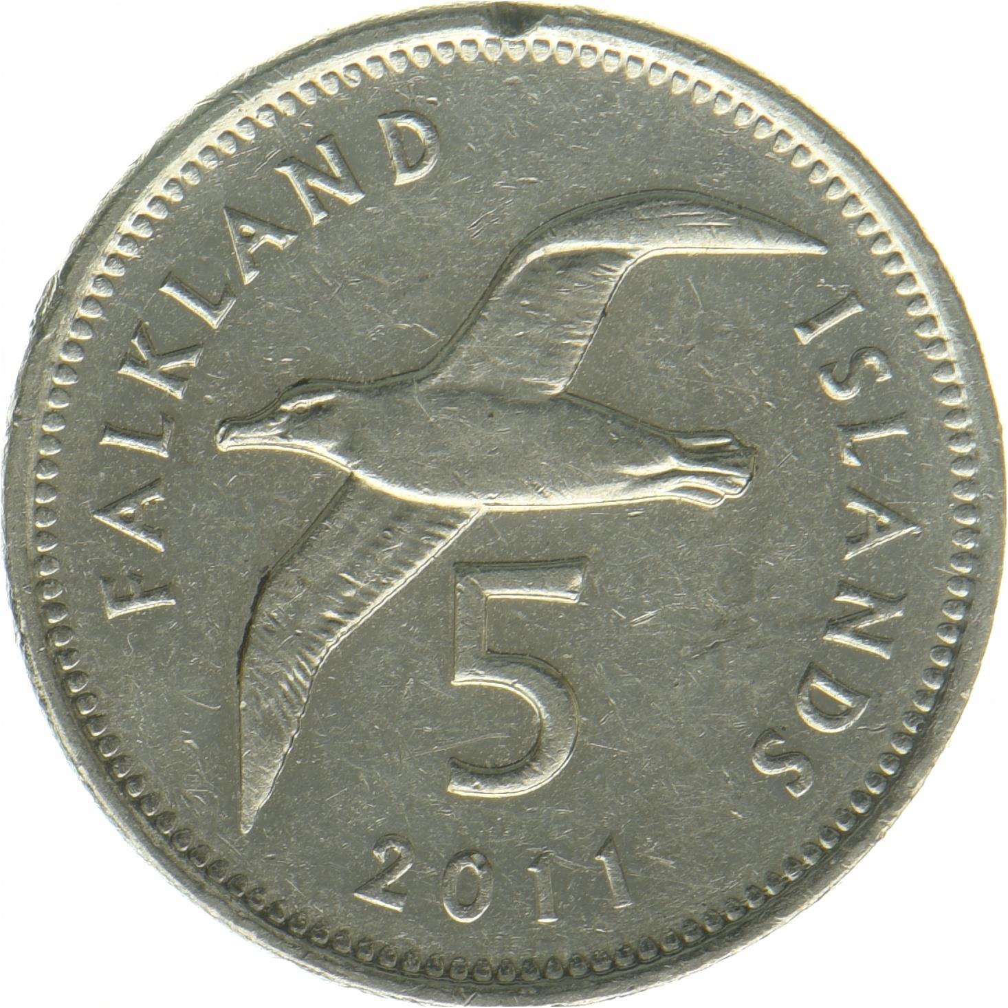 Falkland Islands | 5 Pence Coin | Blackbrowed albatross | 2011