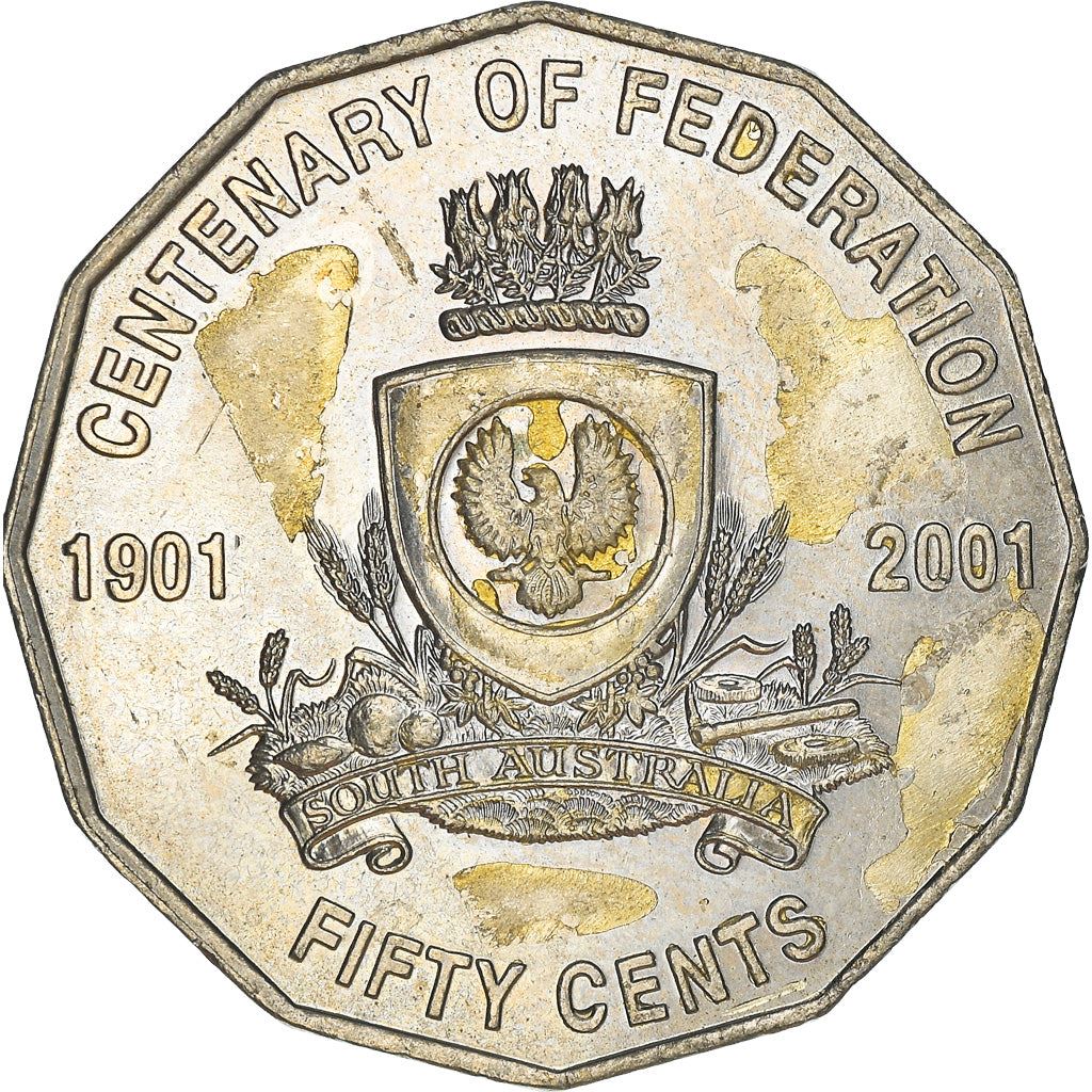 Australia | 50 Cents Coin | Elizabeth II | Federation | Australian Capital | Black Swam | Mute Swan | KM553 | 2001