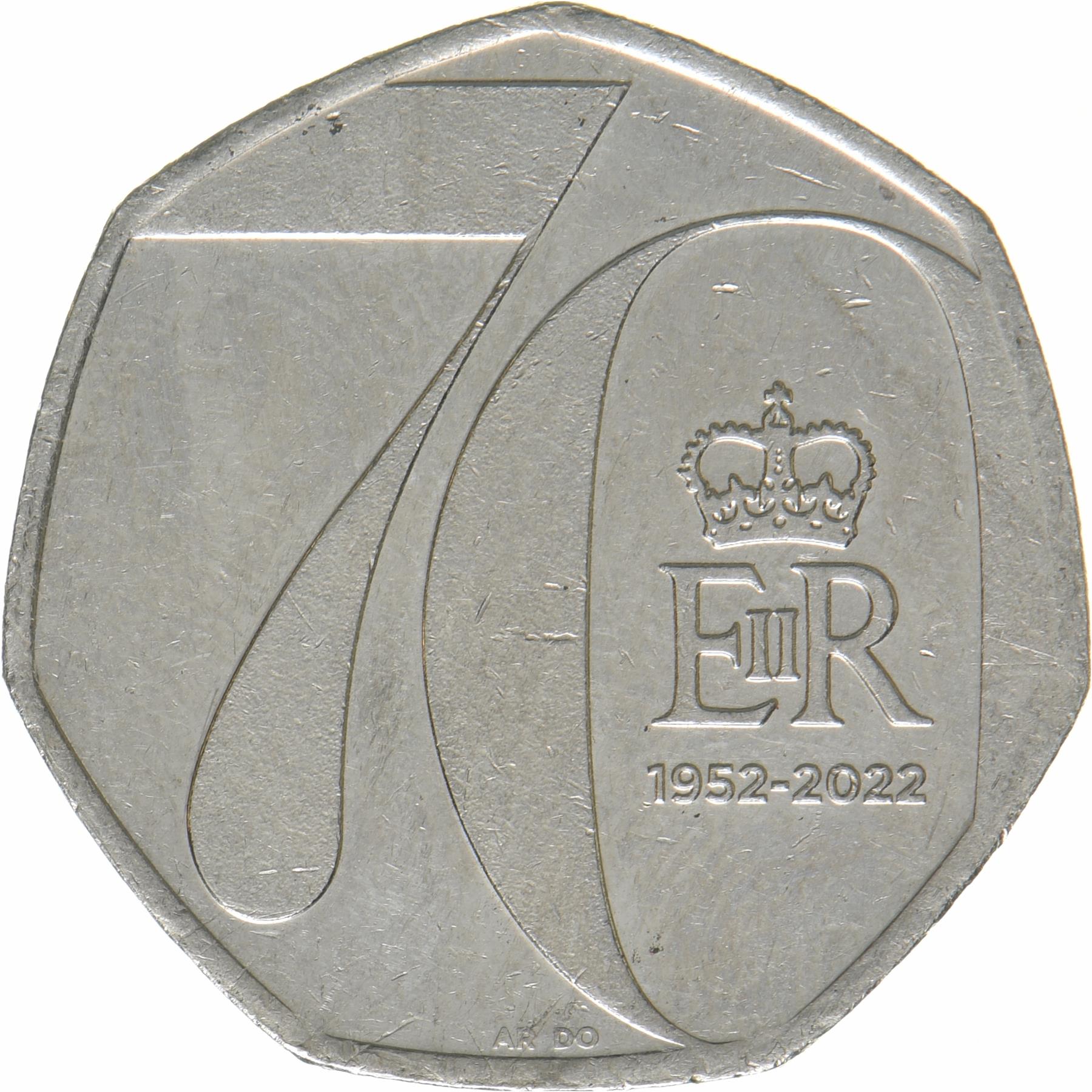 United Kingdom | 50 Pence Coin | Platinum Jubilee | KM:2151 | 2022