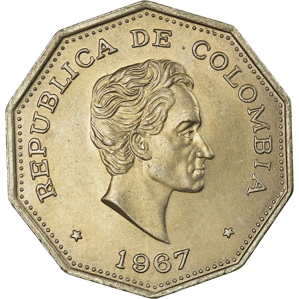 Colombia | 1 Peso Coin | Simon Bolivar | Km:229 | 1967