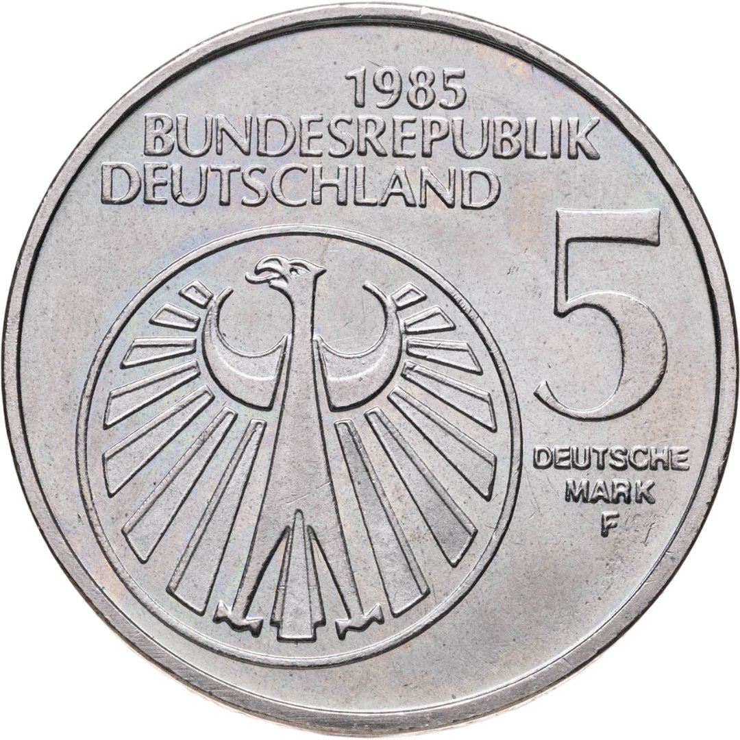 Germany | 5 Deutsche Mark Coin | Year of Music | KM:162 | 1985