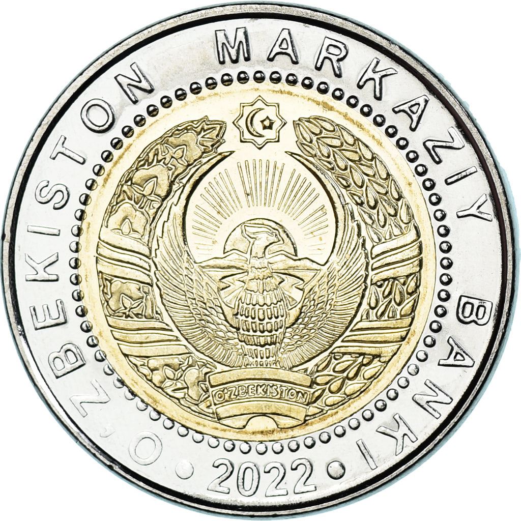 Uzbekistan | 1000 SoʻM Coin | Center of Islamic Civilization | Cotton | Wheat | Sun | Huma Bird | Km:40 | 2022