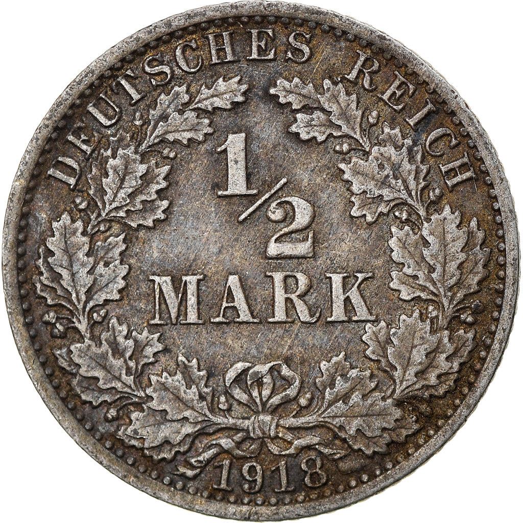 German Empire 1/2 Mark Coin | Deutsches Reich | Wilhelm II | Type 2 | KM17 | 1905 - 1919