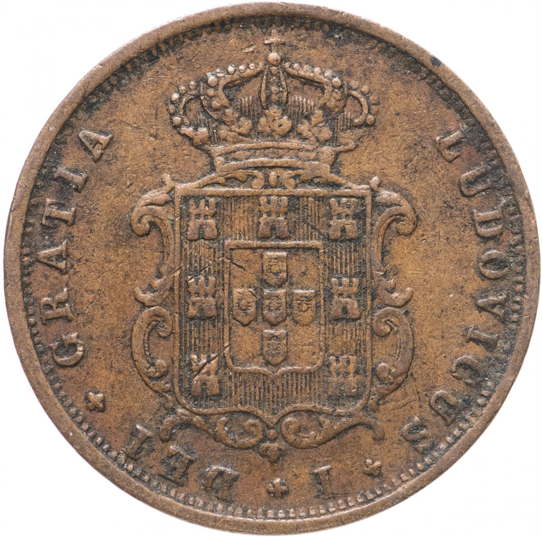 Portugal 5 Reis Coin | King Luiz I | Crown | KM513 | 1867 - 1879