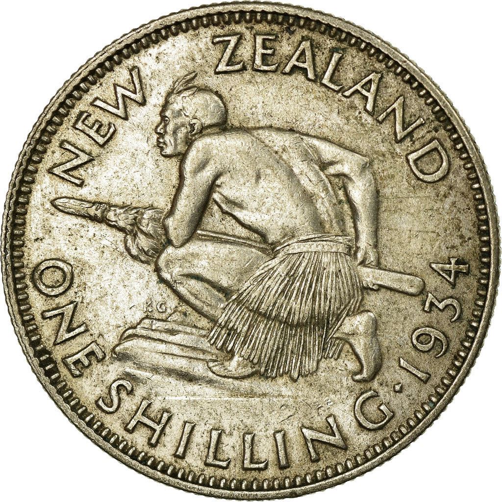 New Zealand | 1 Shilling Coin | George V | Maori Warrior | Km:3 | 1933 - 1935