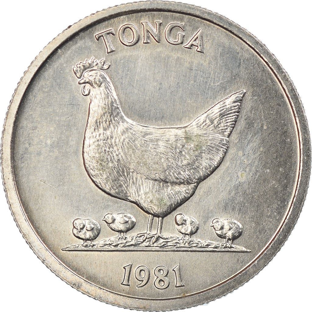 Tonga | 5 Seniti Coin | Hen | Chicken | Coconut | FAO | Km:68 | 1981 - 1996