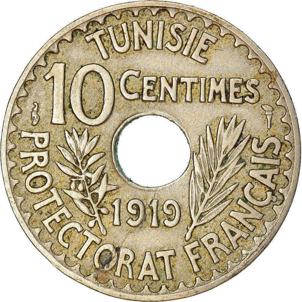 Tunisia 10 Centimes Coin | Muhammad V | KM243 | 1918 - 1920