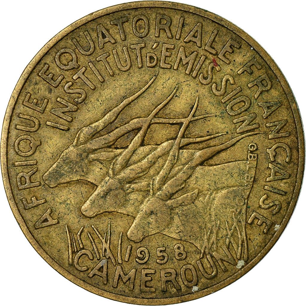 French Equatorial Africa | 10 Francs Coin | Antelope | Crops | Wreath | Km:11 | 1958