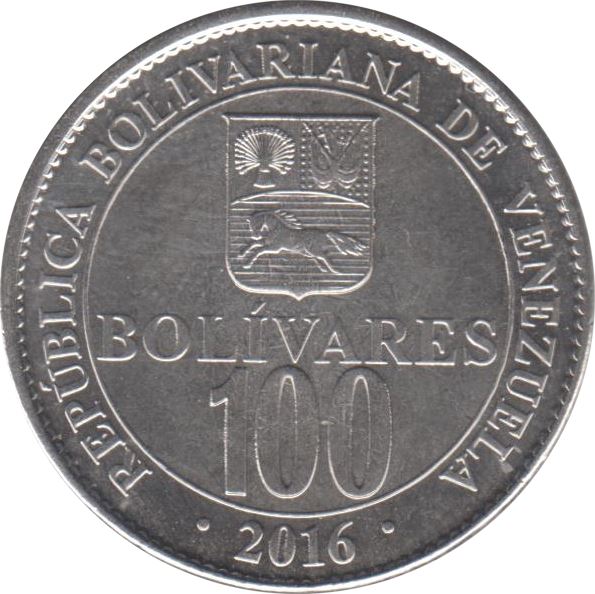 Venezuela | 100 Bolivares Coin | Palomo Horse | Simon Bolivar | Stars | KM106 | 2016