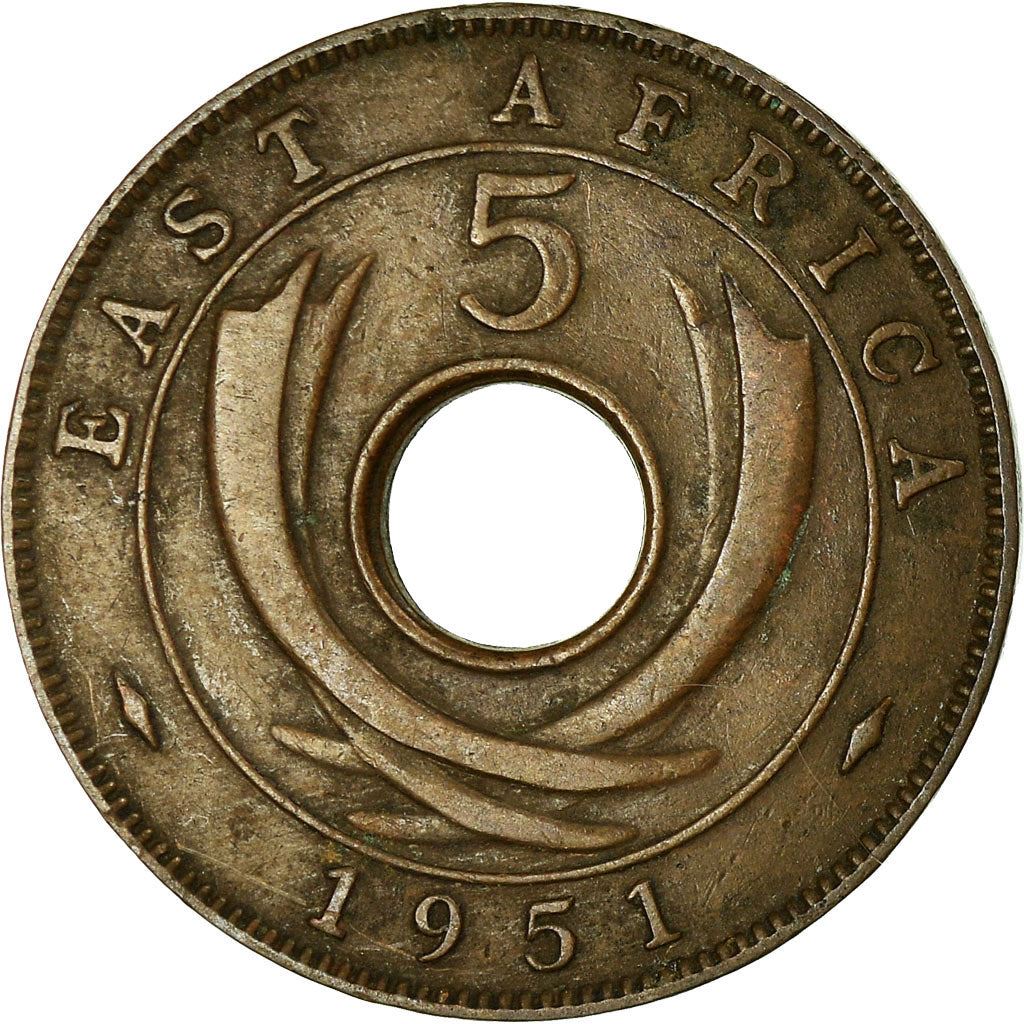 East Africa | 5 Cents Coin | Crown | Tusks | Km:33 | 1949 - 1952