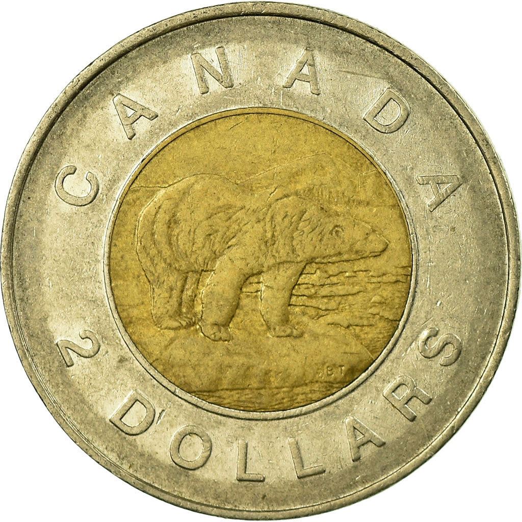 Kanada | 2-Dollar-Münze | Aluminiumbronze-Mittelteil in Nickelring | 3. Porträt; Ahornblatt-Logo | KM:270 | 1996-2003