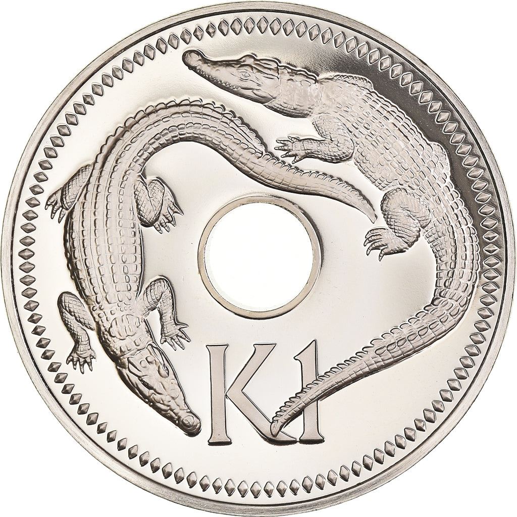 पापुआ न्यू गिनी सिक्का पापुआ न्यू गिनी का 1 किना | एलिज़ाबेथ द्वितीय | मगरमच्छ | KM6 | 1975 - 1999