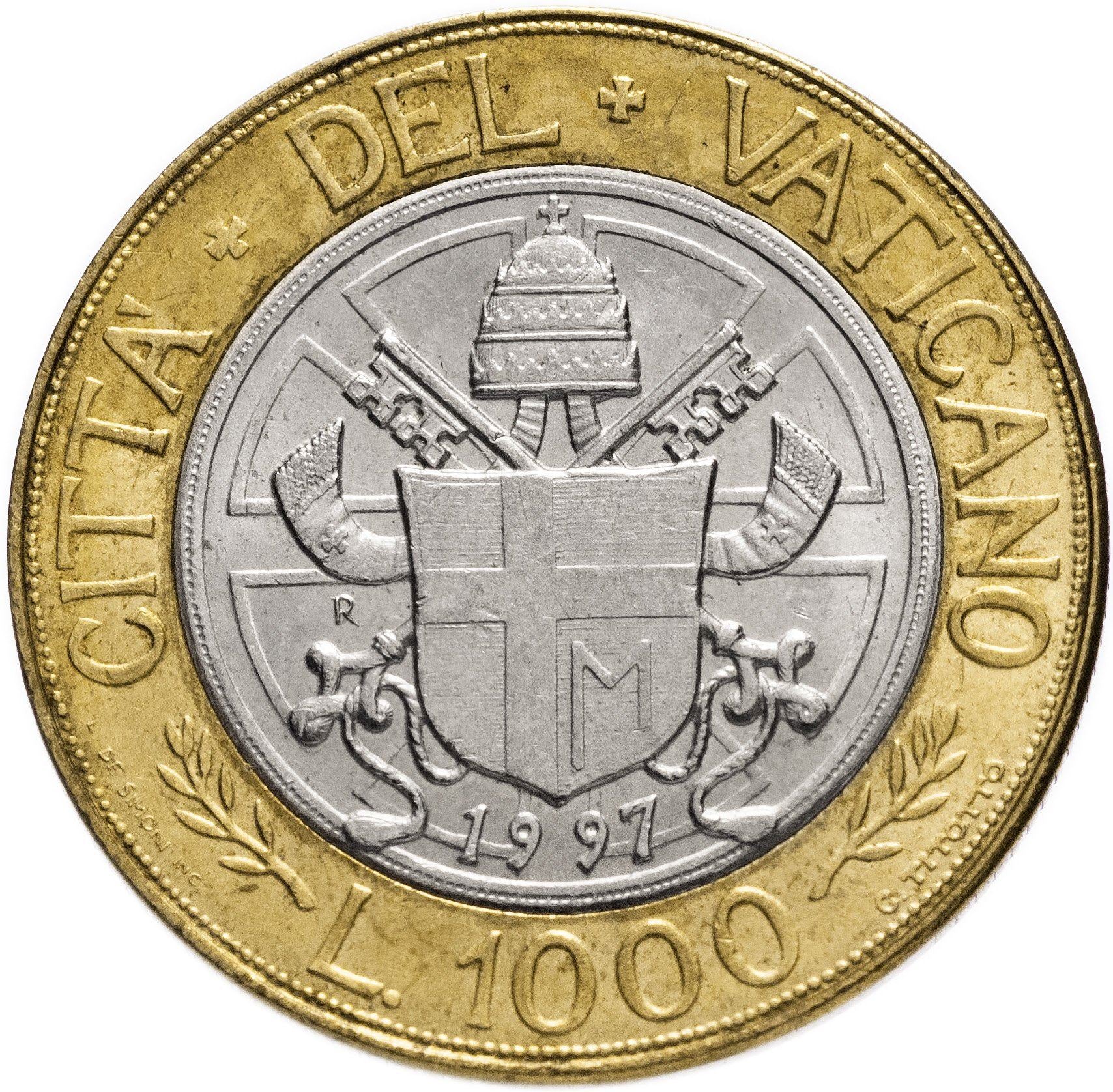 Vatican City | 1000 Lire Coin | John Paul II | Km:299 | 1998