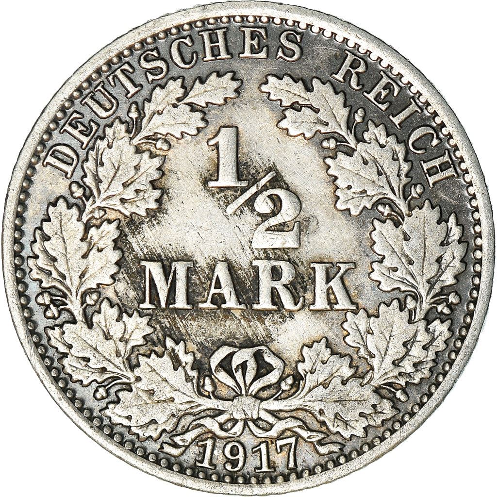 German Empire 1/2 Mark Coin | Deutsches Reich | Wilhelm II | Type 2 | KM17 | 1905 - 1919