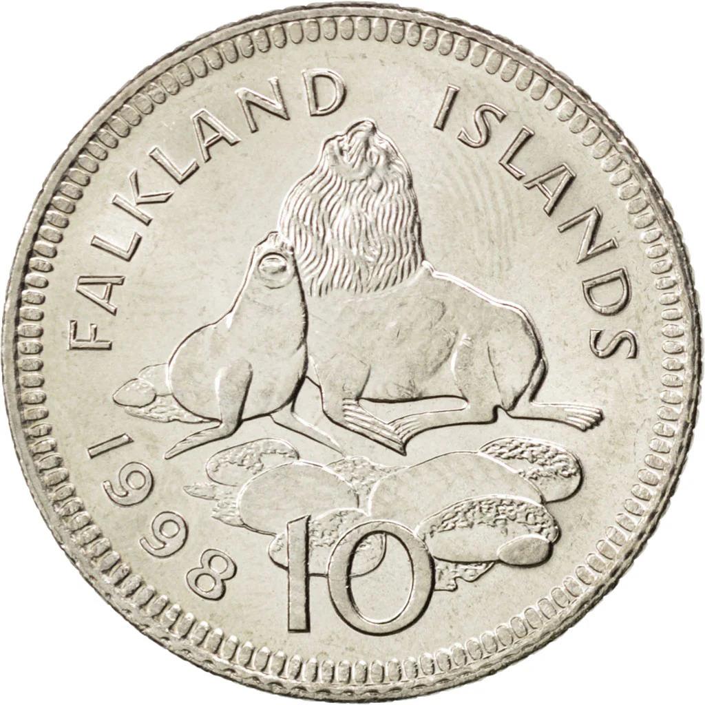 Falkland Islands | 10 Pence Coin | Ursine seal | KM:5.2 | 1998 - 1999