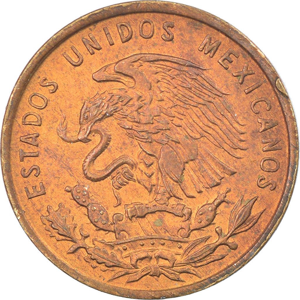 Mexico 1 Centavo Coin | National Mexico arms | Wheatear | KM417 | 1950 - 1969