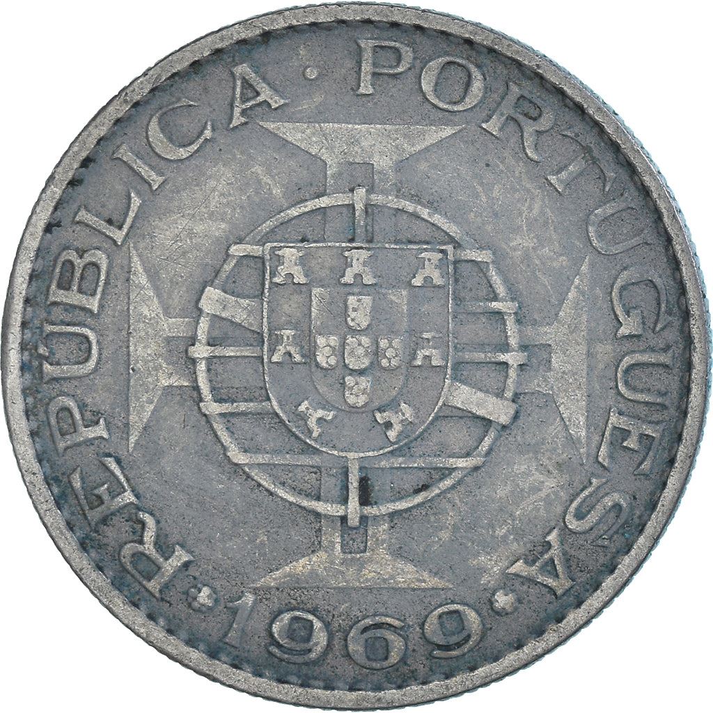 Angola | 10 Escudos Coin | Horse | Elephant | Shield | Km:79 | 1969 - 1970