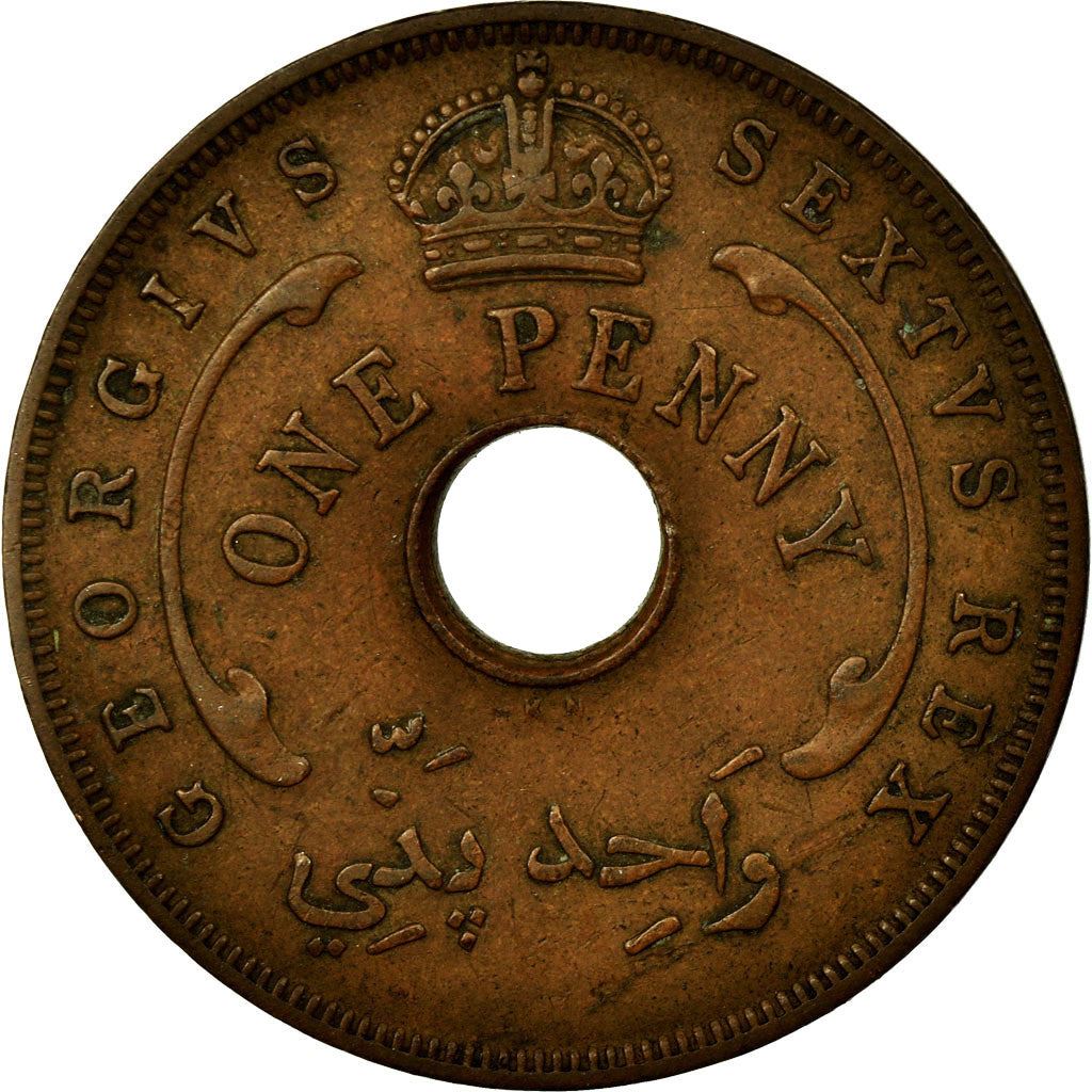 British West Africa | 1 Penny Coin | Crown | Hexagram | Km:30A | 1952