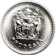 Rhodesia | 10 Cents Coin | Antelopes | Pickaxe | Shield | KM:14 | 1975
