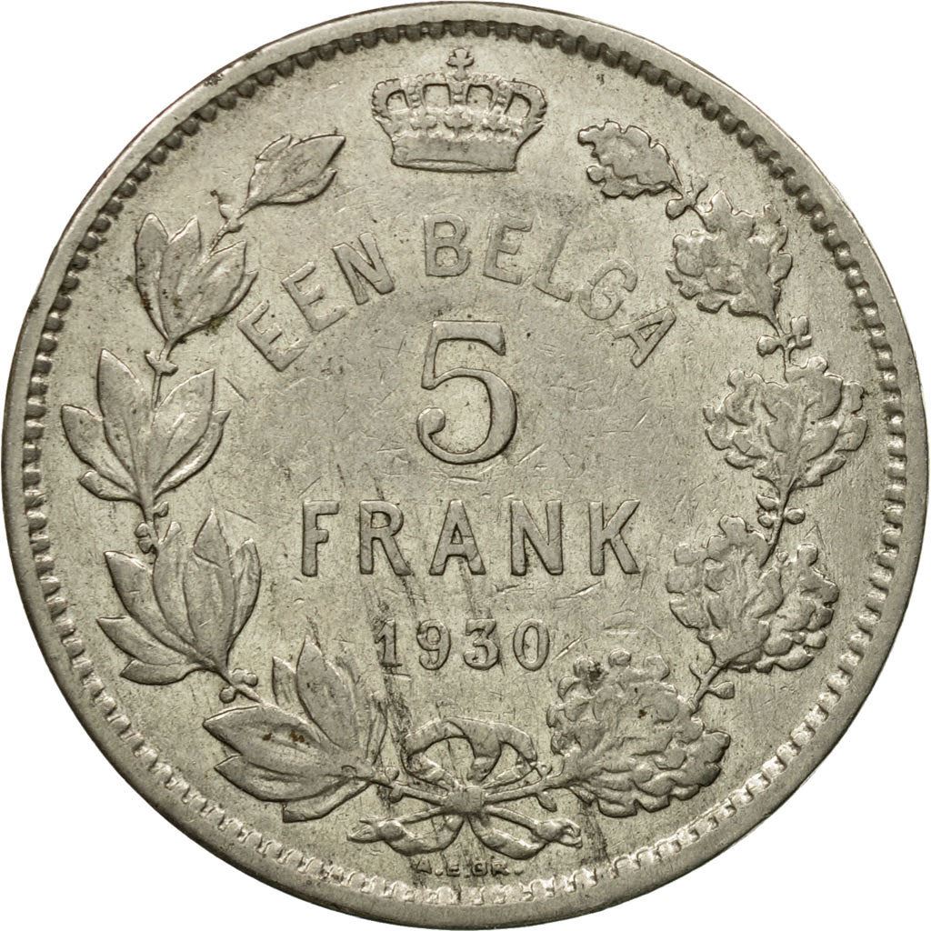 Belgian 1 Belga / 5 Francs Coin | Albert I Belgie | Star | Olive | KM98 | 1930 - 1933