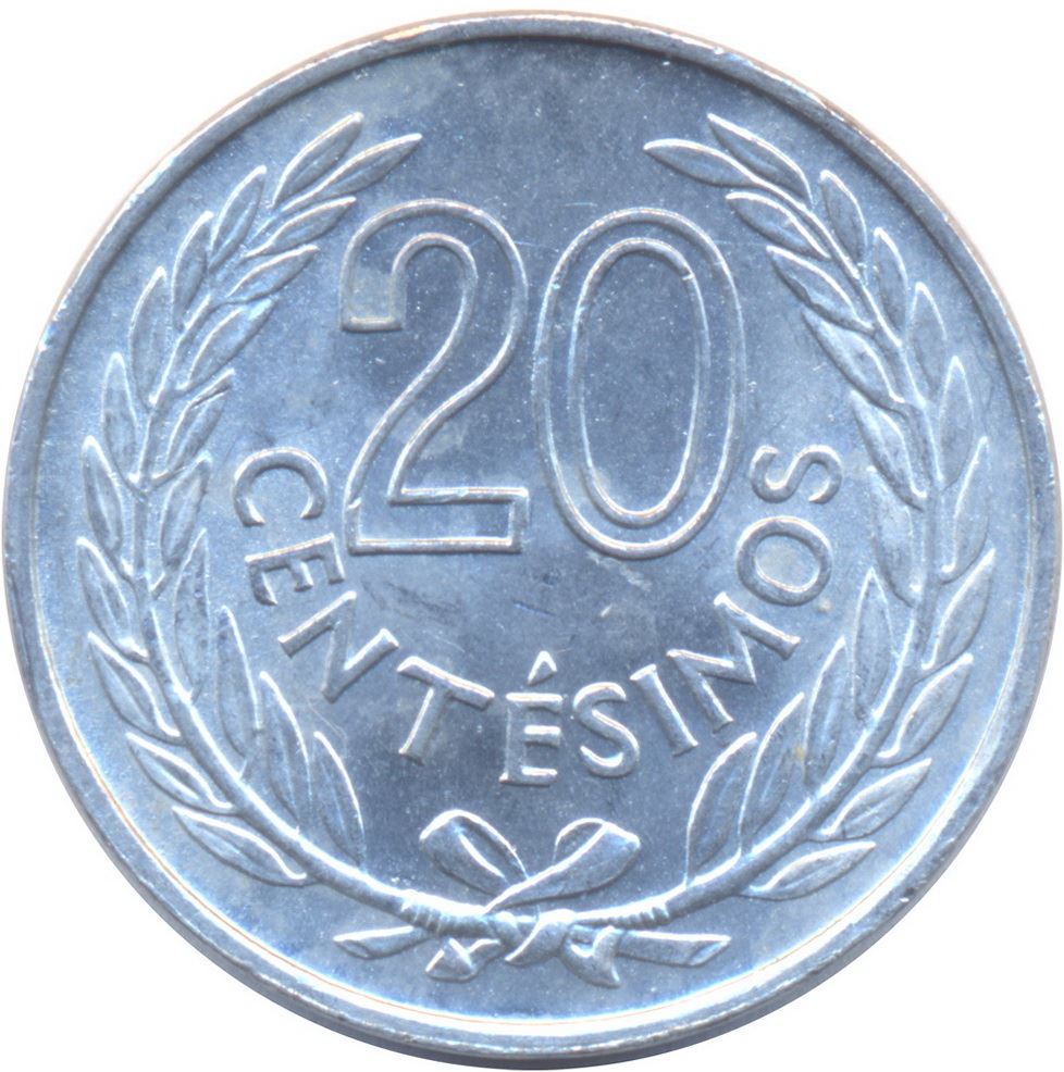 Uruguay | 20 Centesimos Coin | Jose Gervasio Artigas | KM44 | 1965