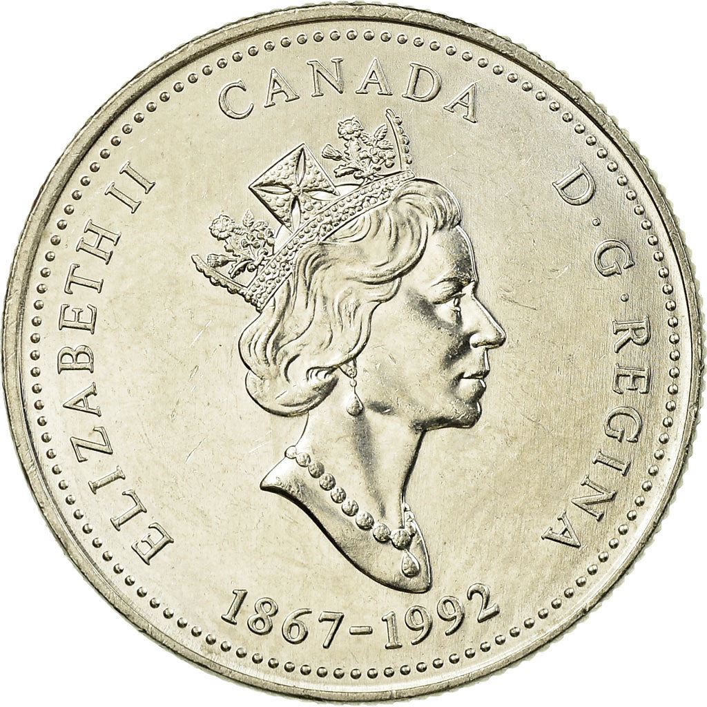 Canada Mønt Canadiske 25 Cent | Dronning Elizabeth II | Hoodoos | Badlands | KM221 | 1992