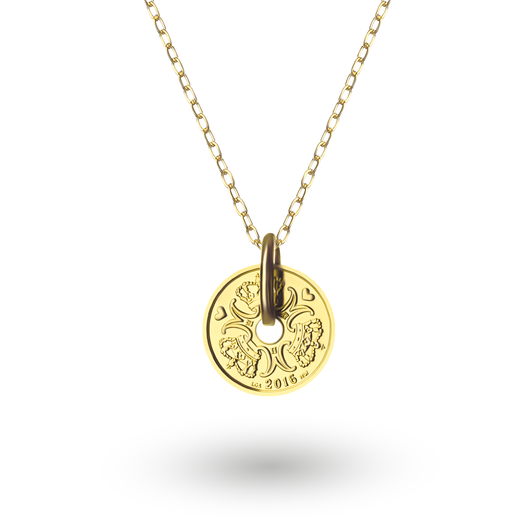 Danish Coin Necklace | Medallion Pendant Jewelry | 18K Gold Plated 1 Krone | Denmark | 1992 - 2023