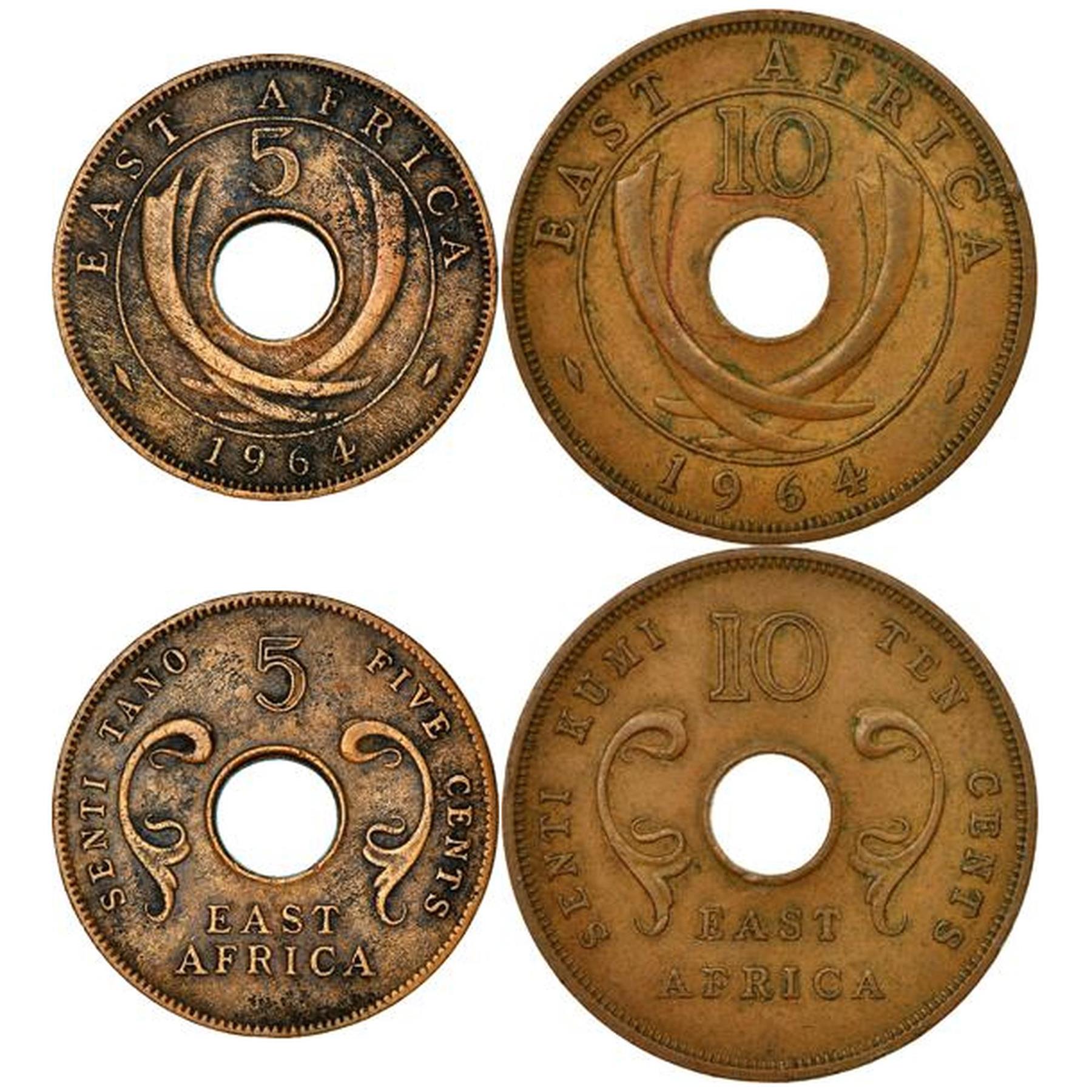 Afrique de l'Est | Ensemble de 2 pièces | 5 10 centimes | 1964