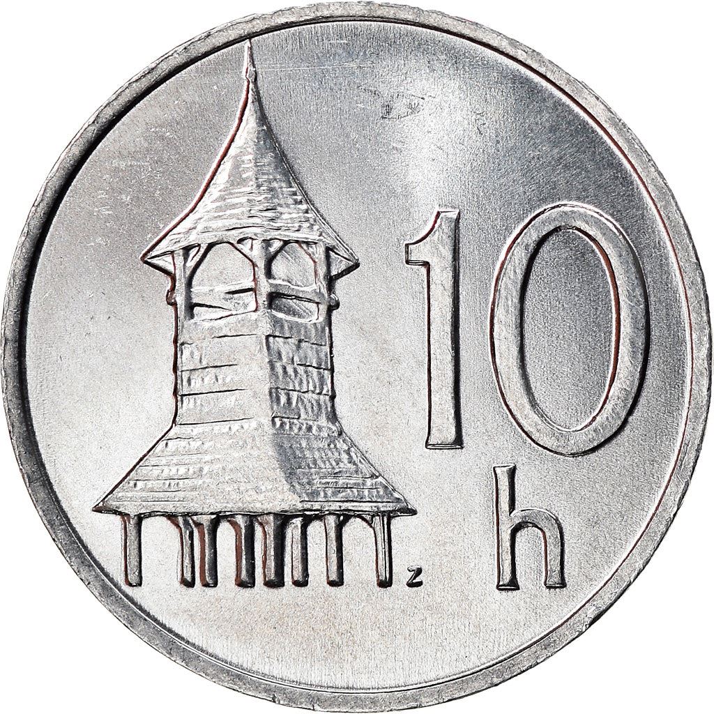 Slovakia | 10 Halierov Coin | Wooden Belfry | Slovak Shield | Km:17 | 1993 - 2003