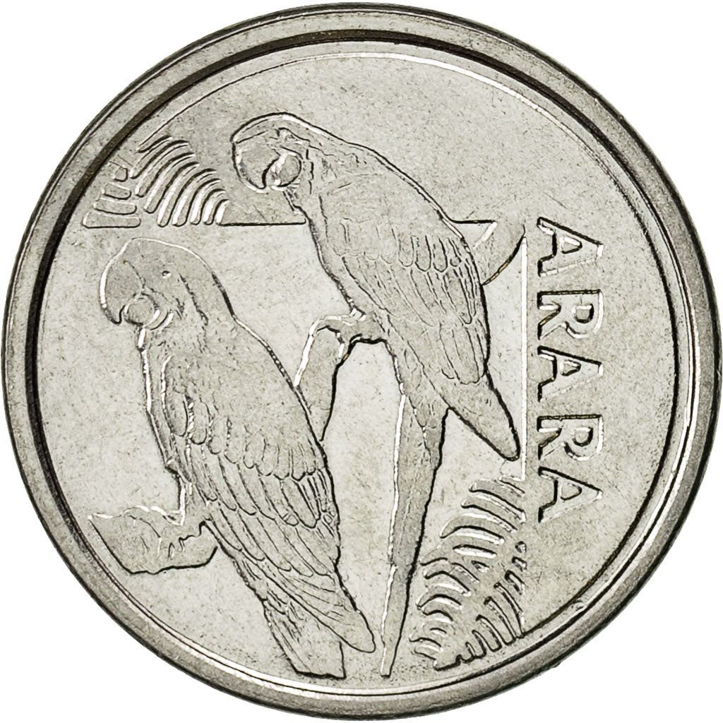 Brazil | 5 Cruzeiros Reais Coin | Macaw parrots | Km:627 | 1993 - 1994