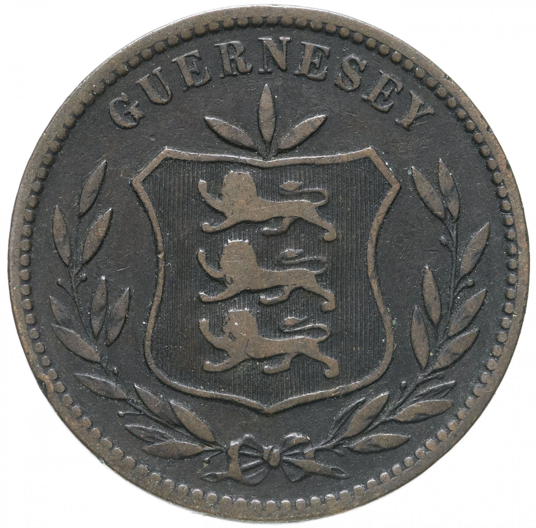 Guernsey 8 Doubles Coin | KM7 | 1864 - 1911