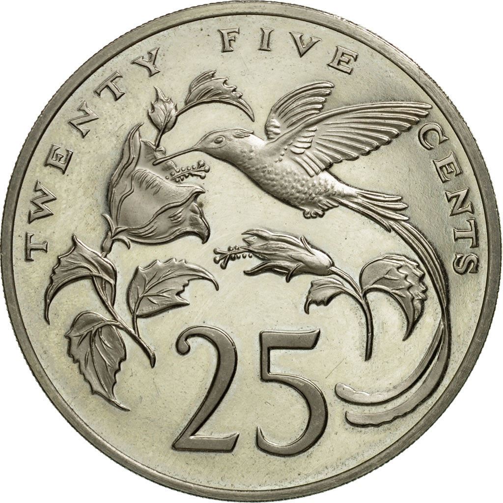 Jamaica | 25 Cents Coin | Streamertail | Km:49 | 1969 - 1990