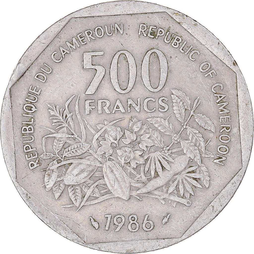 Cameroon | 500 Francs Coin | Plants | Native Woman | Km:23 | 1985 - 1988
