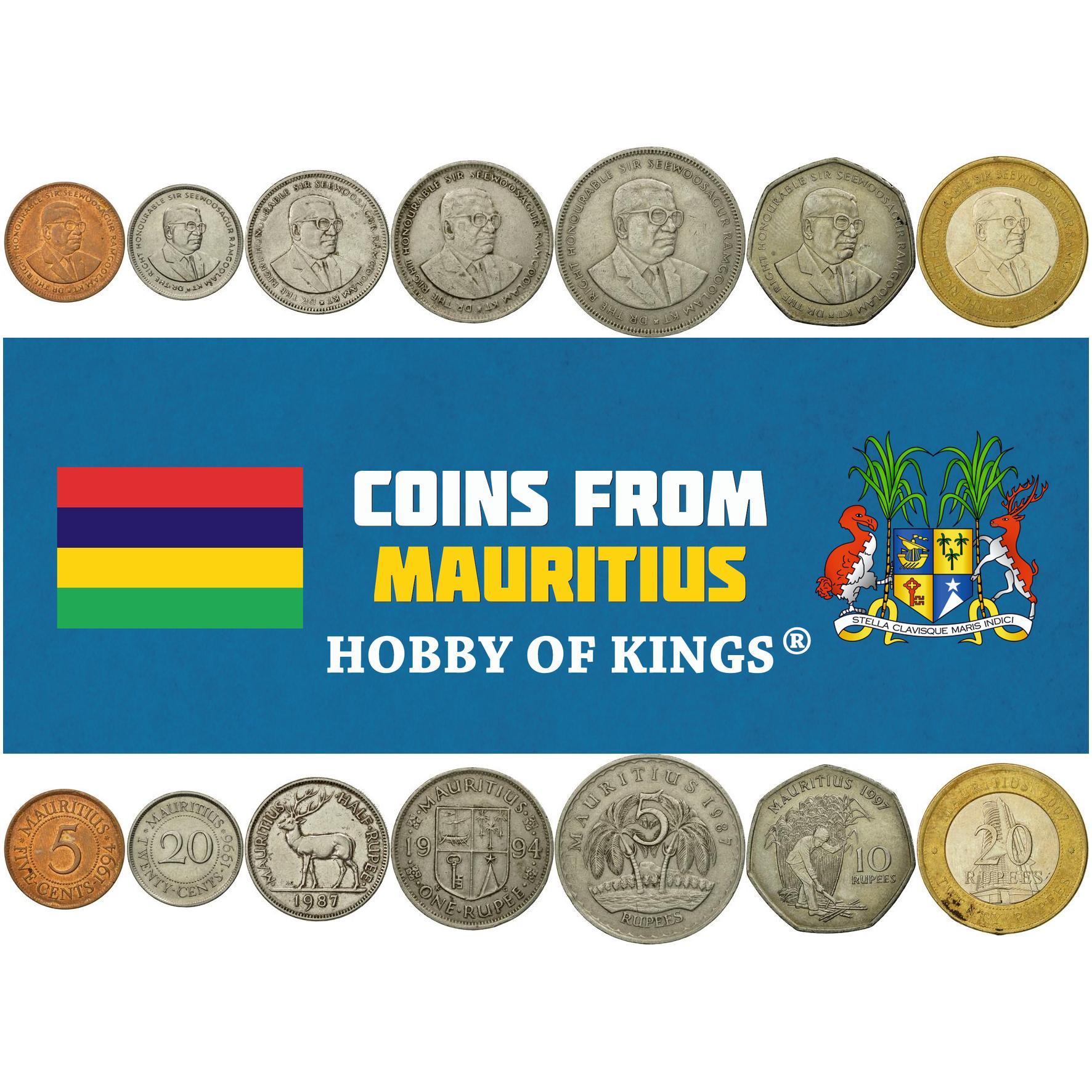 Mauritius | 7 Münzsatz | 5 20 Cent 1/2 1 Rupie 5 10 20 Rupien | 1987 - 2010