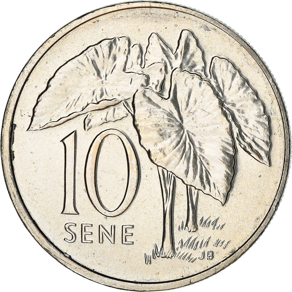 Samoa | Moneda de 10 Sene | Malietoa Tanumafili II | Planta de Taro | Km:15 | 1974 - 2000