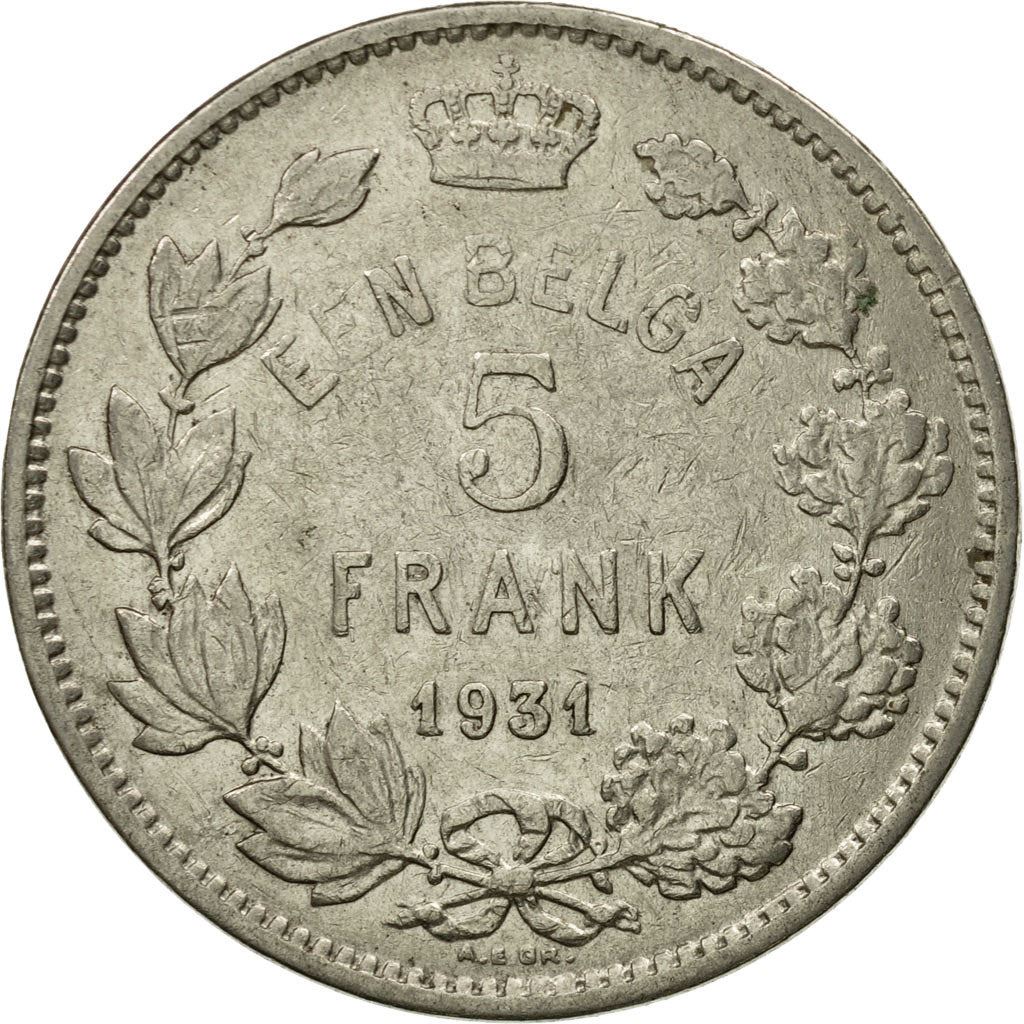 Belgian 1 Belga / 5 Francs Coin | Albert I Belgie | Star | Olive | KM98 | 1930 - 1933