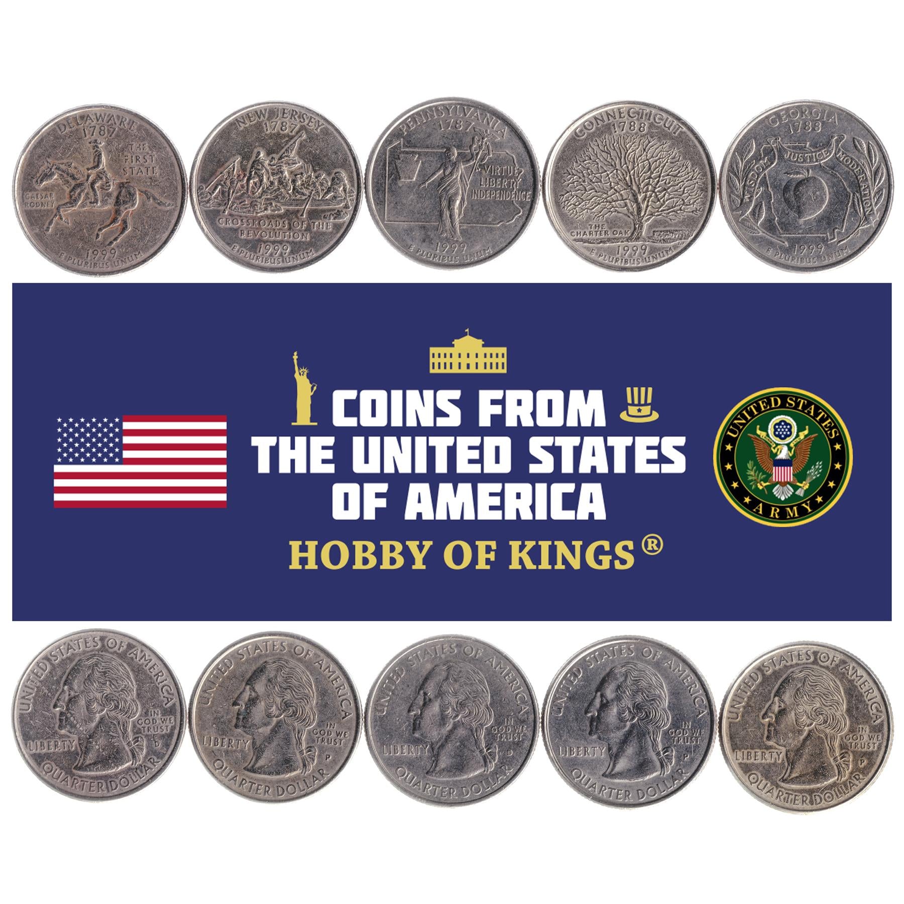 United States | 5 Coin Set | 1/4 Dollar | 1999