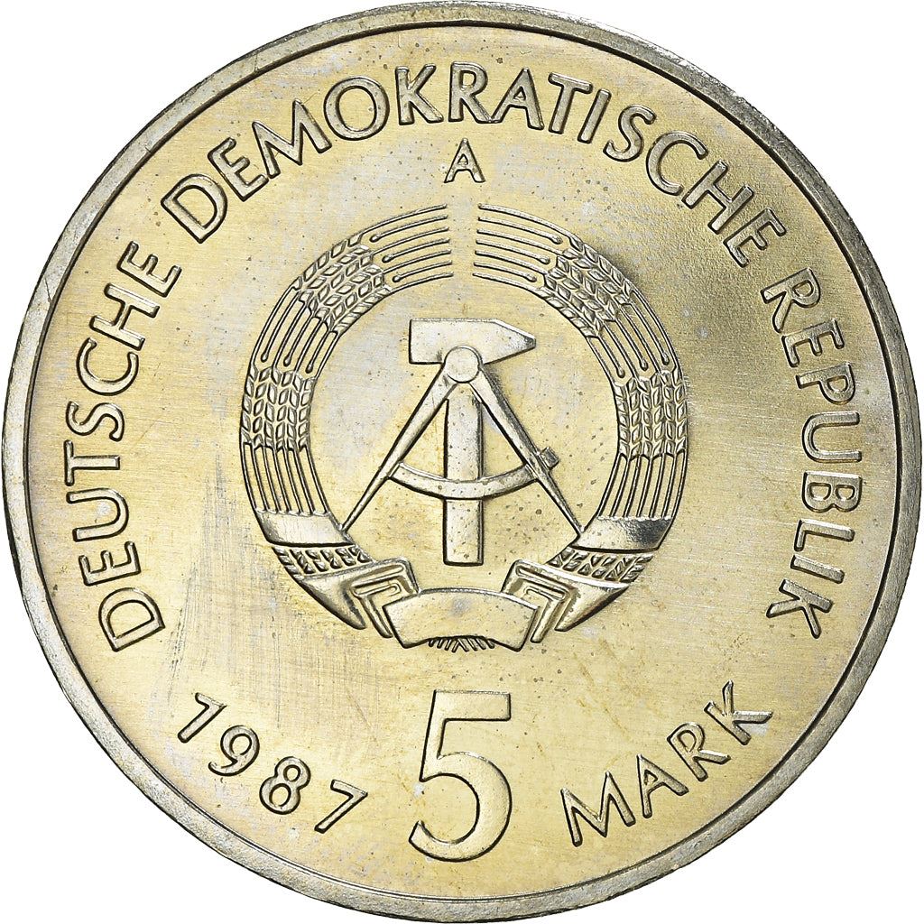 German Democratic Republic 5 Mark Coin | Nikolaiviertel | KM114 | 1987