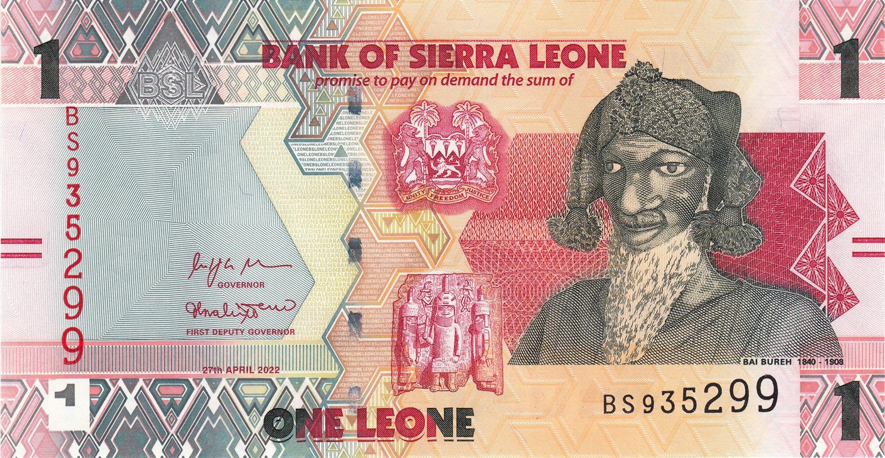 Sierra Leone | 1 Leone Banknote | 2022 | Bai Bureh