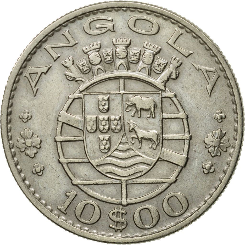 Angola | 10 Escudos Coin | Horse | Elephant | Shield | Km:79 | 1969 - 1970