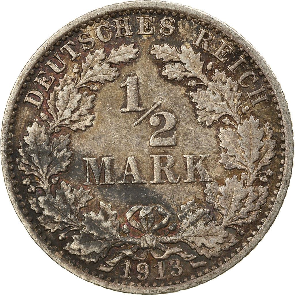 German Empire 1/2 Mark Coin | Deutsches Reich | Wilhelm II | Type 2 | KM17 | 1905 - 1919