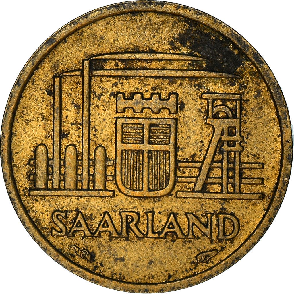 Saar | 10 Franken Coin | Industrial scene | Km:1 | 1954